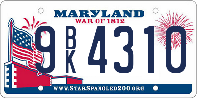 MD license plate 9BK4310