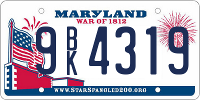 MD license plate 9BK4319