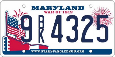 MD license plate 9BK4325