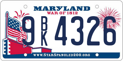 MD license plate 9BK4326