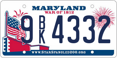 MD license plate 9BK4332