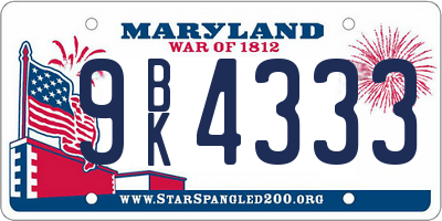 MD license plate 9BK4333
