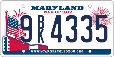 MD license plate 9BK4335