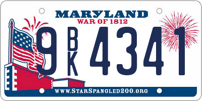 MD license plate 9BK4341