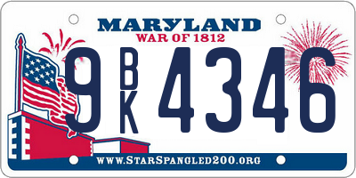 MD license plate 9BK4346