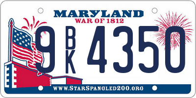 MD license plate 9BK4350
