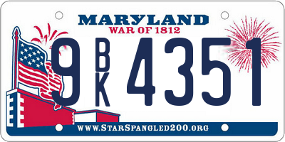 MD license plate 9BK4351