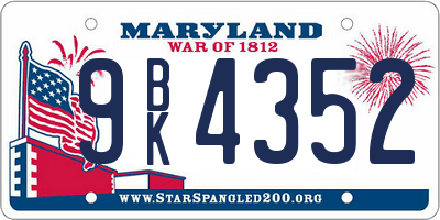 MD license plate 9BK4352
