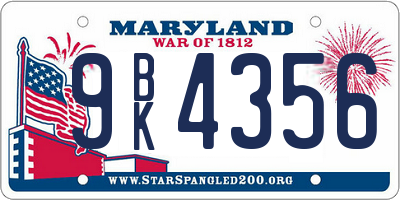 MD license plate 9BK4356