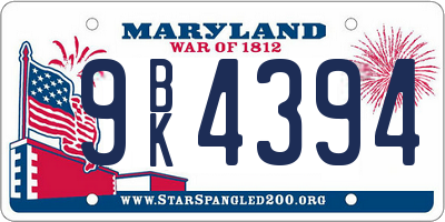 MD license plate 9BK4394