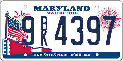 MD license plate 9BK4397