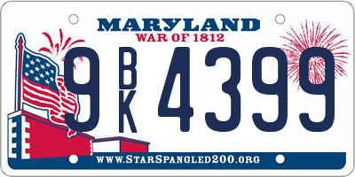 MD license plate 9BK4399