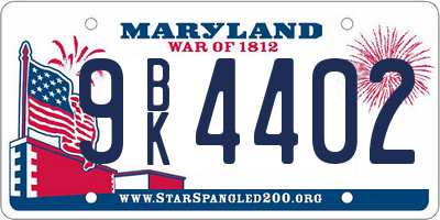 MD license plate 9BK4402
