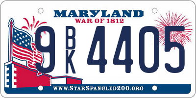 MD license plate 9BK4405