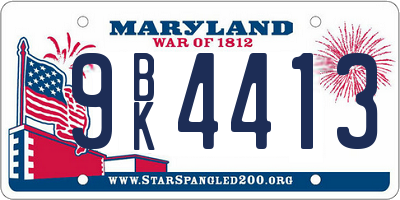 MD license plate 9BK4413