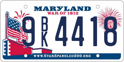 MD license plate 9BK4418