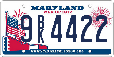 MD license plate 9BK4422