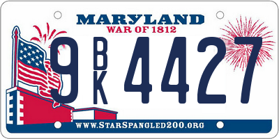 MD license plate 9BK4427