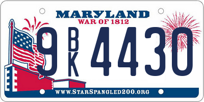 MD license plate 9BK4430