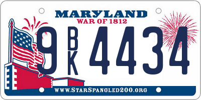 MD license plate 9BK4434