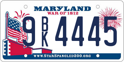 MD license plate 9BK4445