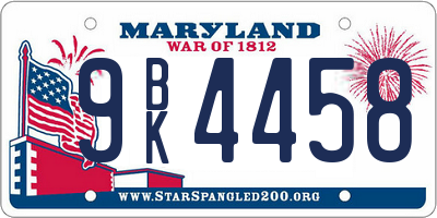 MD license plate 9BK4458