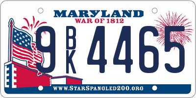 MD license plate 9BK4465