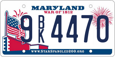 MD license plate 9BK4470