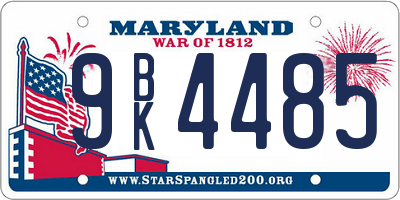 MD license plate 9BK4485