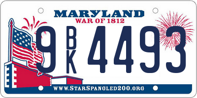 MD license plate 9BK4493