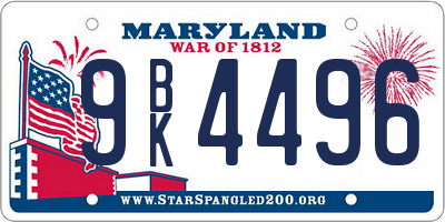 MD license plate 9BK4496