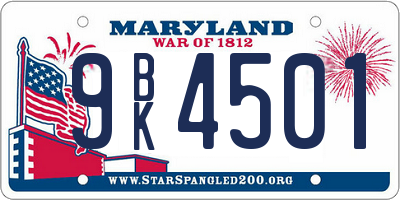 MD license plate 9BK4501