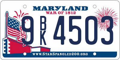 MD license plate 9BK4503