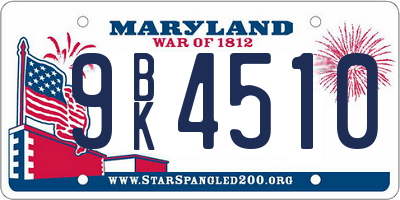 MD license plate 9BK4510