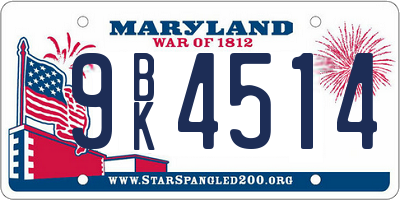 MD license plate 9BK4514