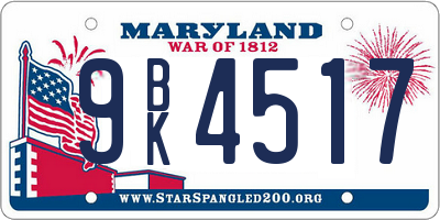 MD license plate 9BK4517