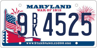 MD license plate 9BK4525