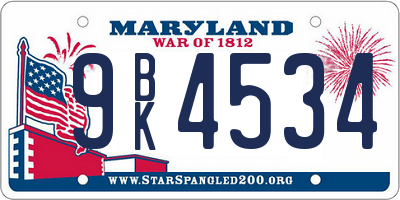 MD license plate 9BK4534