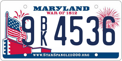 MD license plate 9BK4536