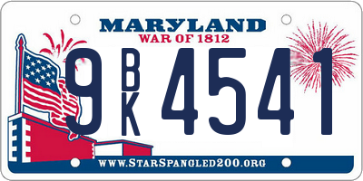 MD license plate 9BK4541