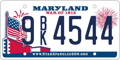 MD license plate 9BK4544