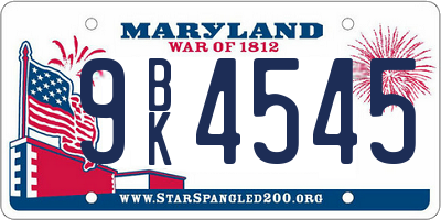 MD license plate 9BK4545