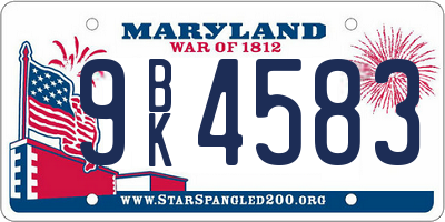 MD license plate 9BK4583