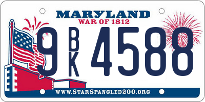 MD license plate 9BK4588