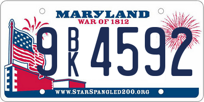 MD license plate 9BK4592