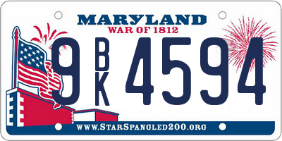 MD license plate 9BK4594