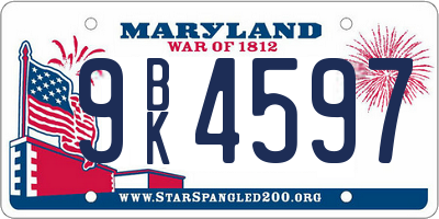 MD license plate 9BK4597