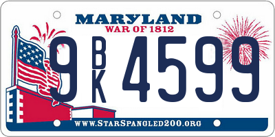 MD license plate 9BK4599