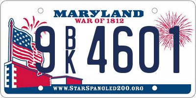 MD license plate 9BK4601