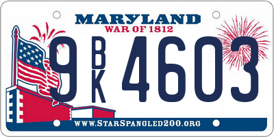 MD license plate 9BK4603